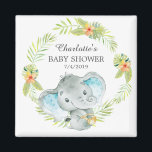 Aimant Jungle Elephant Baby shower Favoriser l'aimant<br><div class="desc">Un mignon aimant à éléphant dans la jungle pour un baby shower de garçons. Changez l'arrière - plan en cliquant sur customiser et utilisez notre sélecteur de couleurs!. Objets correspondants disponibles dans notre boutique.</div>