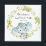 Aimant Jungle Elephant Baby shower Favoriser l'aimant<br><div class="desc">Un mignon aimant à éléphant dans la jungle pour un baby shower de garçons. Changez l'arrière - plan en cliquant sur customiser et utilisez notre sélecteur de couleurs!. Objets correspondants disponibles dans notre boutique.</div>