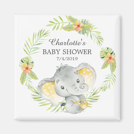 Aimant Jungle Elephant Baby shower Favoriser l'aimant (Devant)