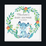 Aimant Jungle Rhino Baby shower Favoriser l'aimant<br><div class="desc">Aimant rhinocéros de jungle mignon pour un baby shower garçon. Changez l'arrière - plan en cliquant sur customiser et utilisez notre sélecteur de couleurs!. Objets correspondants disponibles dans notre boutique.</div>