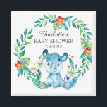 Aimant Jungle Rhino Baby shower Favoriser l'aimant<br><div class="desc">Aimant rhinocéros de jungle mignon pour un baby shower garçon. Changez l'arrière - plan en cliquant sur customiser et utilisez notre sélecteur de couleurs!. Objets correspondants disponibles dans notre boutique.</div>