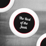 Aimant Junk The Rest of the Junk<br><div class="desc">Everyone has Junk, More Junk, the Rest of the Junk and the Other Stuff! This red, black and white magnet is 1 of 4 Junk designs, any or all would be great of a file cabinet at home or the office. They are all a fun and humorous commentary on the...</div>