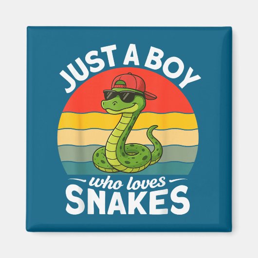 Aimant Just A Boy Who Loves Snakes Funny Snake Reptile Ki (Devant)