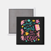 Aimant Just A Girl Who Loves Jesus Religious Christian Fl (Recto/Verso)