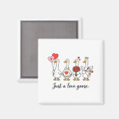Aimant Just A Love Goose Cute Valentines Geese Heart Cud  (Recto/Verso)