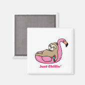 Aimant JUSTE CHILLIN' - Flamant rose Lazy et rose (Recto/Verso)