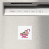 Aimant JUSTE CHILLIN' - Flamant rose Lazy et rose (In Situ (Lave-vaisselle))