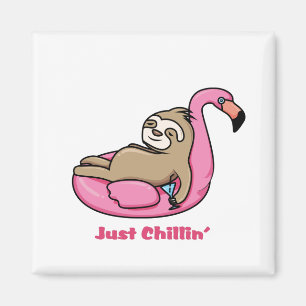 Aimant JUSTE CHILLIN' - Flamant rose Lazy et rose