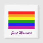 Aimant Juste marié/Mariage arc-en-ciel<br><div class="desc">Conception de Mariage arc-en-ciel</div>