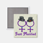 Aimant Juste marié officiellement lesbienne (Recto/Verso)