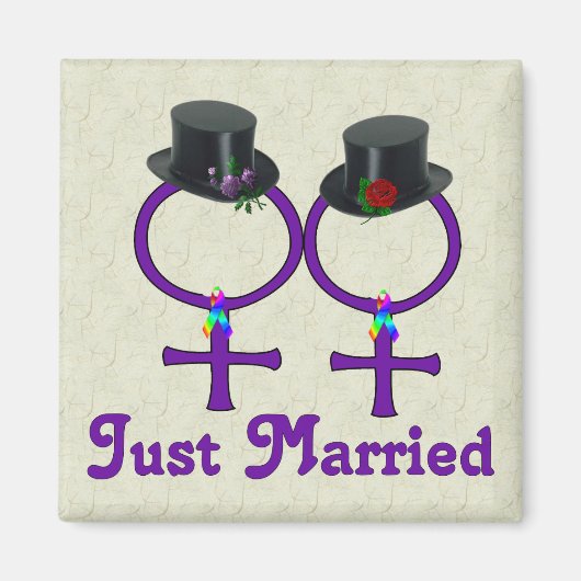 Aimant Juste marié officiellement lesbienne (Devant)