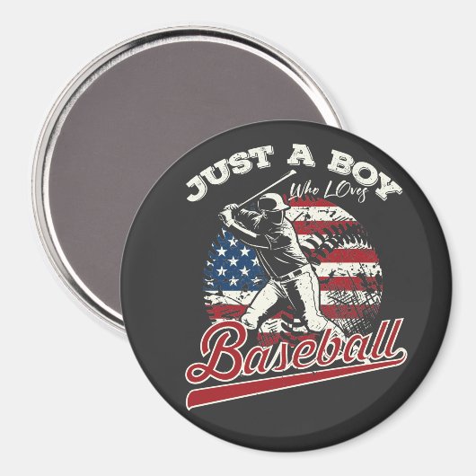 Aimant Juste un garçon qui aime le baseball Circle (Recto/Verso)