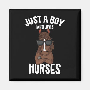 Aimant Juste Un Garçon Qui Aime Les Chevaux Equestre Hors