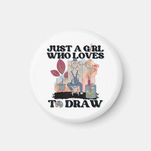 Aimant Juste une fille qui aime dessiner