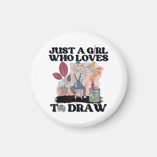 Aimant Juste une fille qui aime dessiner (Devant)