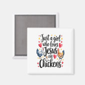 Aimant Juste Une Fille Qui Aime Jésus Et Poulet Agritouri (Recto/Verso)