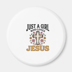 Aimant Juste une fille qui aime Jésus Floral Cross Shirt_