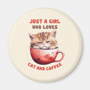 Aimant Juste une fille qui aime les chats et le café (2)