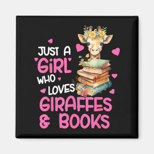 Aimant Juste une fille qui aime les girafes et les livres