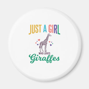 Aimant Juste une fille qui aime les girafes vintage vecte