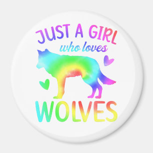 Aimant Juste Une Fille Qui Aime Les Loups Aquarelle, Aqua