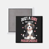 Aimant Juste une fille qui aime son Aussiedoodle Aussie D (Recto/Verso)