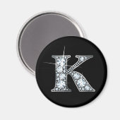 Aimant "K" Faux-"Diamond Bling" (Recto/Verso)