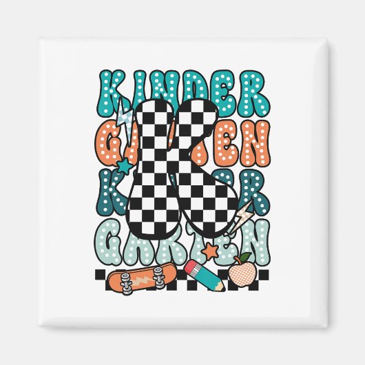 Aimant K Kindergarten Teacher Checkered Back To School Ki (Devant)