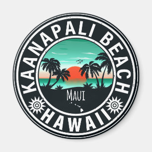 Aimant Ka'anapali Beach Hawaii Retro Sunset Souvenirs 60'