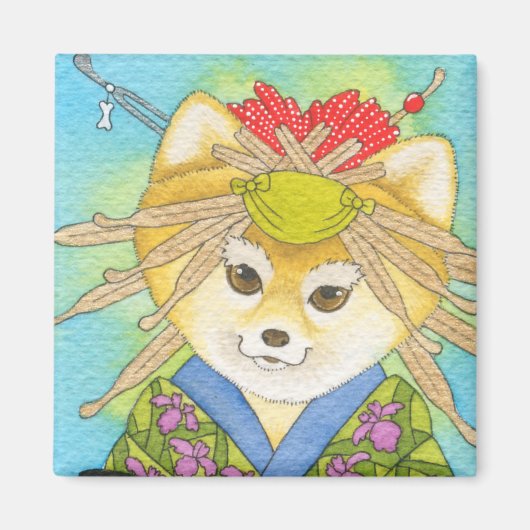 Aimant Kabuki Shiba Inu (Devant)