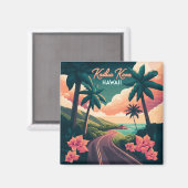 Aimant Kailua Kona Hawaii Big Island Sunset Retro (Recto/Verso)