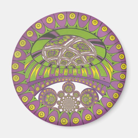 Aimant Kaleidoscope africain violet et jaune traditionnel (Devant)