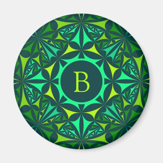 Aimant Kaleidoscope Monogrammé Orné de Vert Émeraude (Devant)
