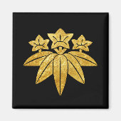 Aimant Kamakura Minamoto Mon faux or japonais en noir (Devant)