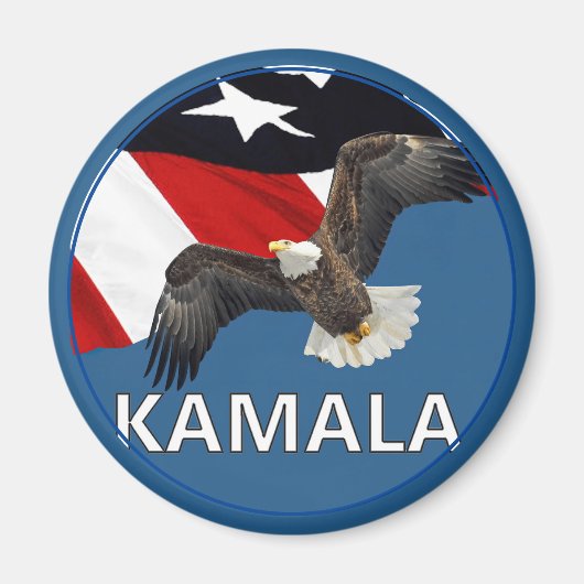 Aimant Kamala avec aigle et drapeau (Devant)