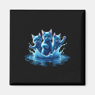 Aimant Kamala Blue Cats Wave - Mignonne Pour Les Propriét