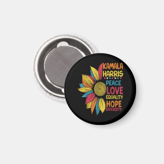 Aimant Kamala Harris Peace Love Equality Hope Diversity (Recto/Verso)