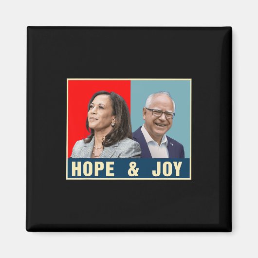 Aimant Kamala Harris Tim Walz 2024 Espoir Et Joie (Devant)
