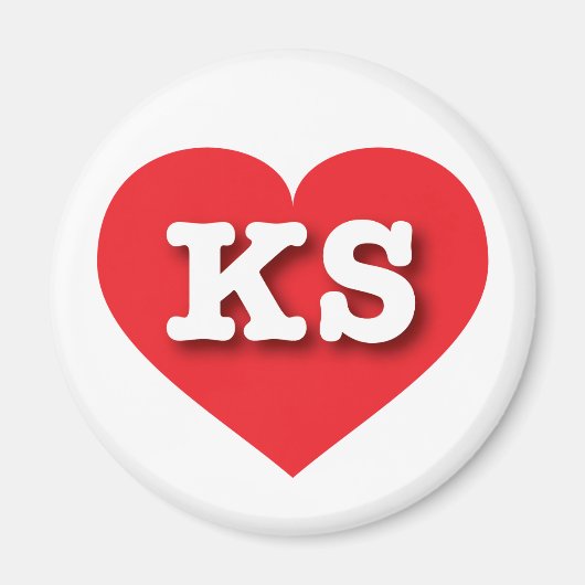 Aimant Kansas Red Heart - J'aime KS (Devant)