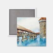 Aimant Kapellbrucke, peinture d'art, (Recto/Verso)