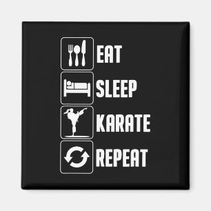 Aimant Karaté Design Drôle Hommes Femmes Manger Sleep Kar