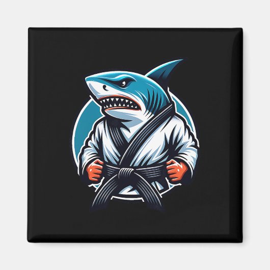Aimant Karate Shark avec ceinture noire (Devant)
