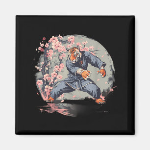 Aimant Karate Tigre Taekwondo Jiu-Jitsu Fleurs de Sakura