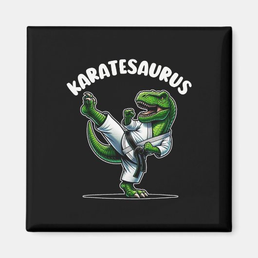Aimant Karatesaurus dinosaure drôle T Rex en Gi de karaté (Devant)