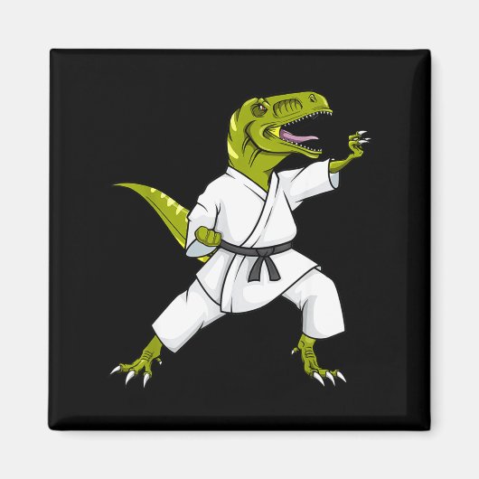 Aimant Karatesaurus T-rex Dinosaure Karaté Samouraï Drôle (Devant)