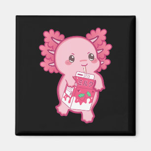 Aimant Kawaii Axolotl fraise Lait Ado Fille Enfants Japa