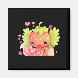 Aimant Kawaii Axolotl Strawberry Milk Shake Japanese Anim
