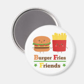 Aimant Kawaii Cartoon Burger Fries Friends BFF (Recto/Verso)
