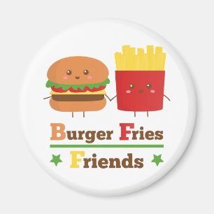 Aimant Kawaii Cartoon Burger Frites Amis Meilleure Amie