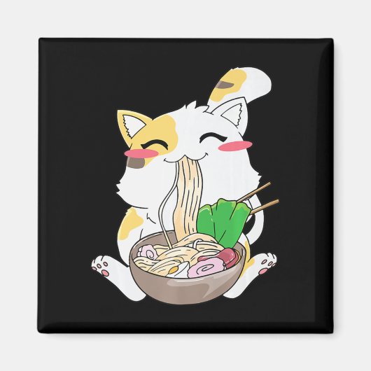 Aimant Kawaii Chat Ramen Anime Japonais Alimentation Cade (Devant)